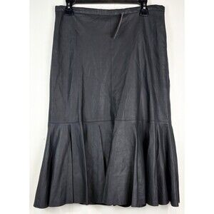 J Crew Collection Goat Leather Luxury Minimalist Black Mermaid Trumpet Skirt, 12